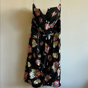 Yumi Kim Strapless Black Floral Midi Dress